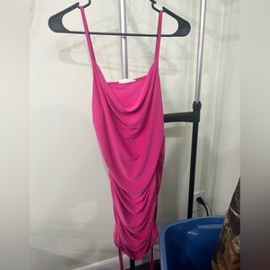 Ruched pink body on dress